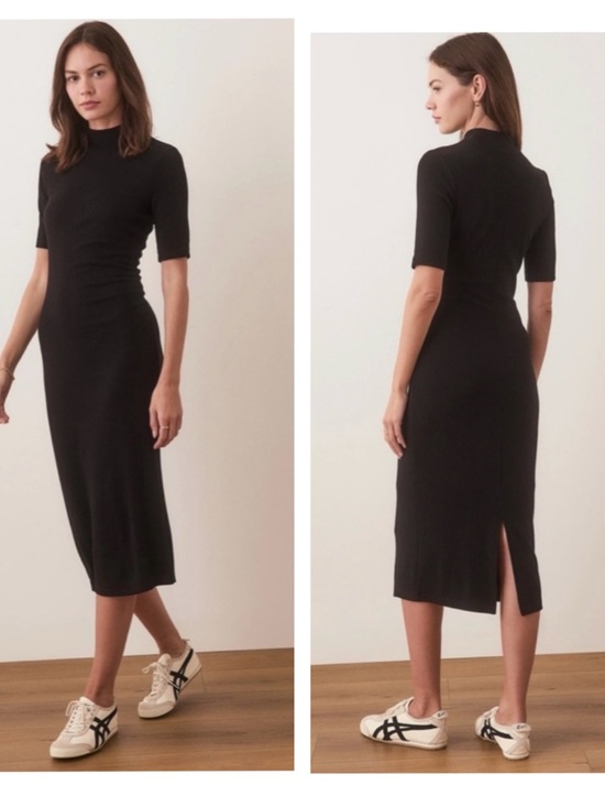 Marine Layer Dresses & Skirts - Marine Layer Black Lexi Rib Mock Neck Midi Dress